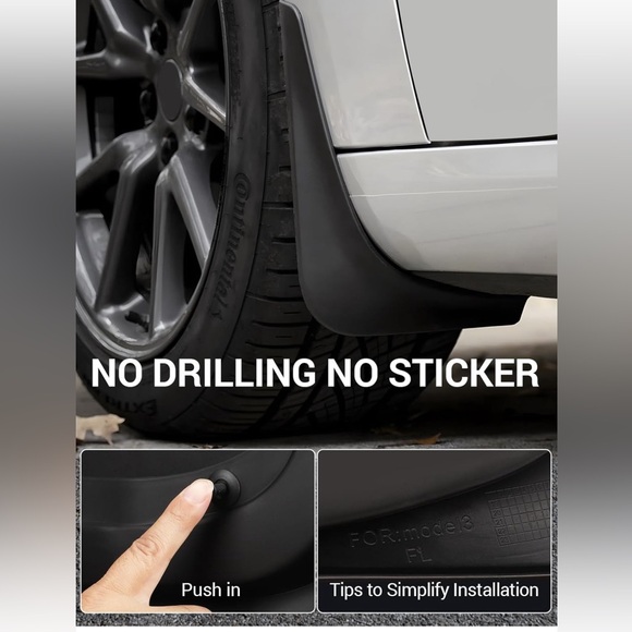 Tesla🚗Model 3 Mud Flaps Splash Guards Winter Sediment Protection Mudguards - Picture 7 of 8